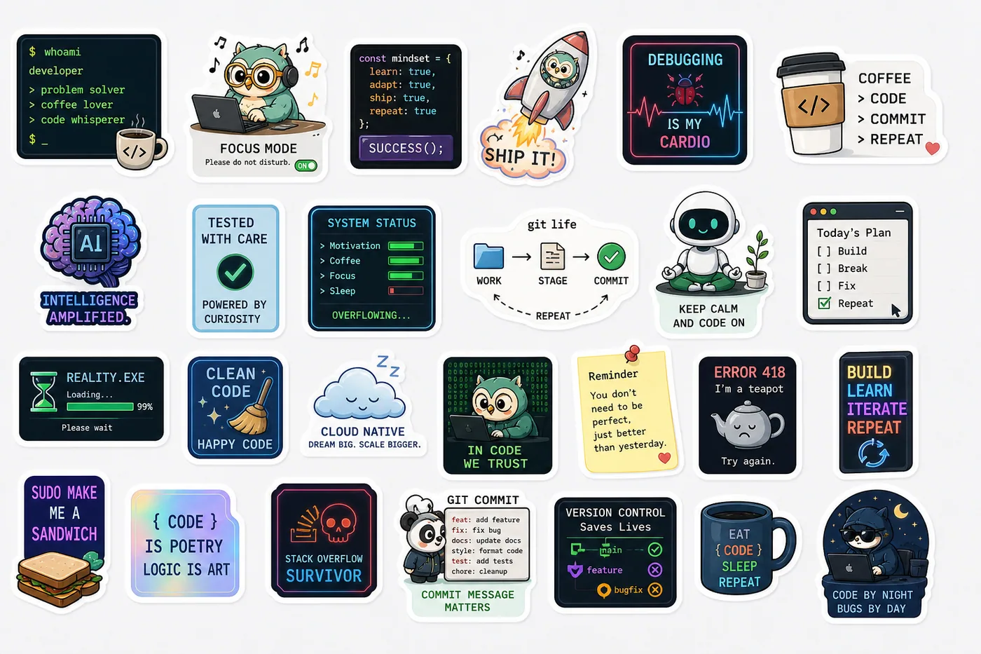 Dev mindset sticker pack