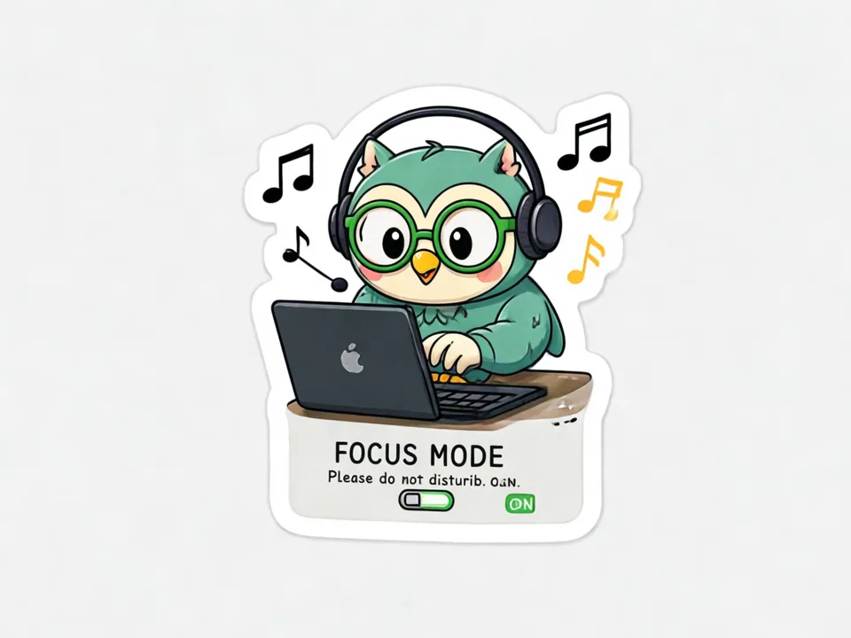 Focus Mode Owl Sticker