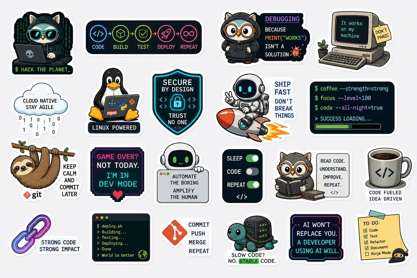 Hack the planet sticker pack