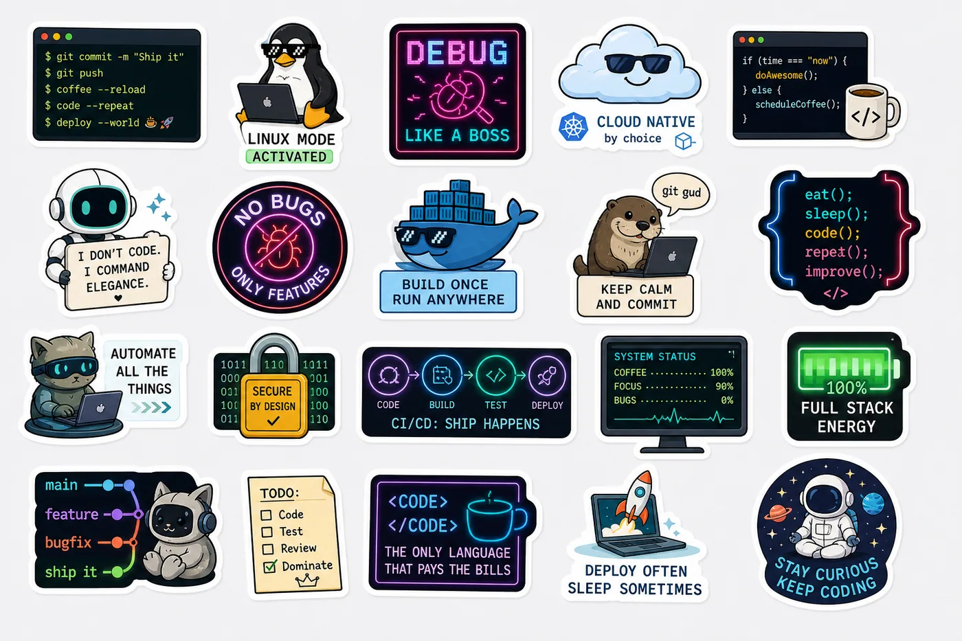 Linux and DevOps sticker pack